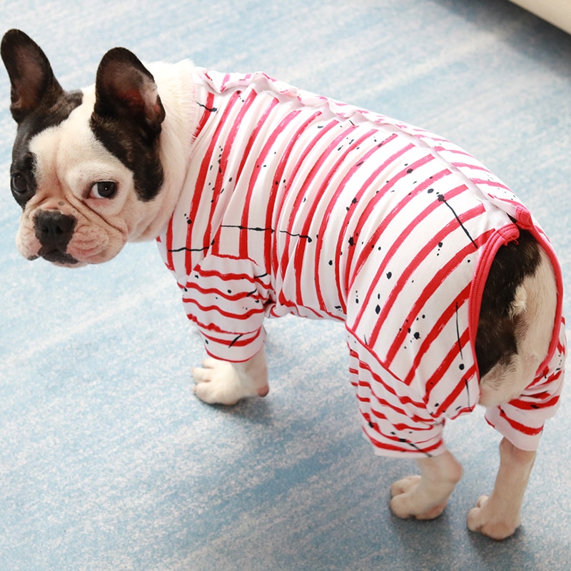 Kjæledyrhund jumpsuit tynn stor bryst bomulls elastisk kjeledress til fest hunder pyjamas fransk bulldog mopper genser valpeklær