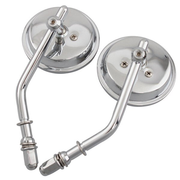 8mm Chrome Motorcycle Mirror Short Stem 3Inch Round Rearview Mirror for Dyna Bobber Chopper Old School 1982