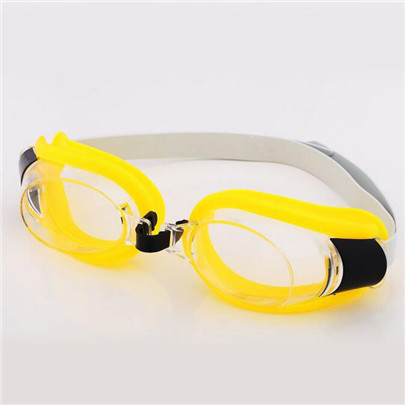 Svømme briller børn justerbare vandtætte anti tåge beskyttelsesbriller udendørs sport svømme pool briller ørepropper næse klip børn: Q107 gule