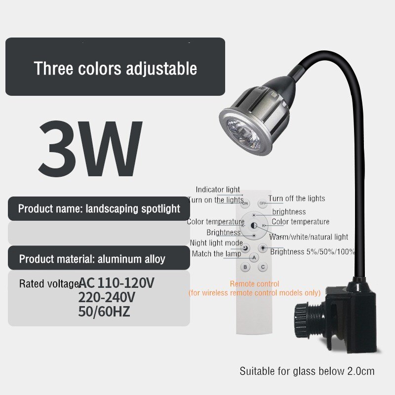 Projecteur LED à 3 couleurs avec télécommande COB, éclairage à spectre complet pour aménagement paysager d&#39;aquarium, pour la plantation de petits réservoirs et la décoration: 10