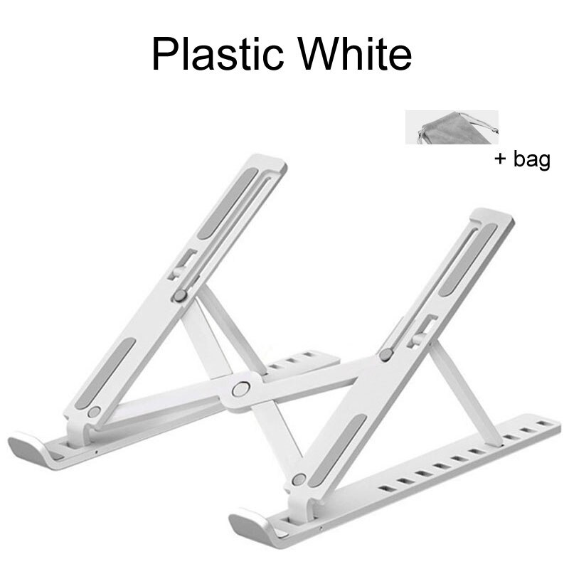 Portable Laptop Stand Foldable Non-Slip Plastic for Macbook Pro/Air iPad Bracket Adjustable Notebook Holder Stand: White