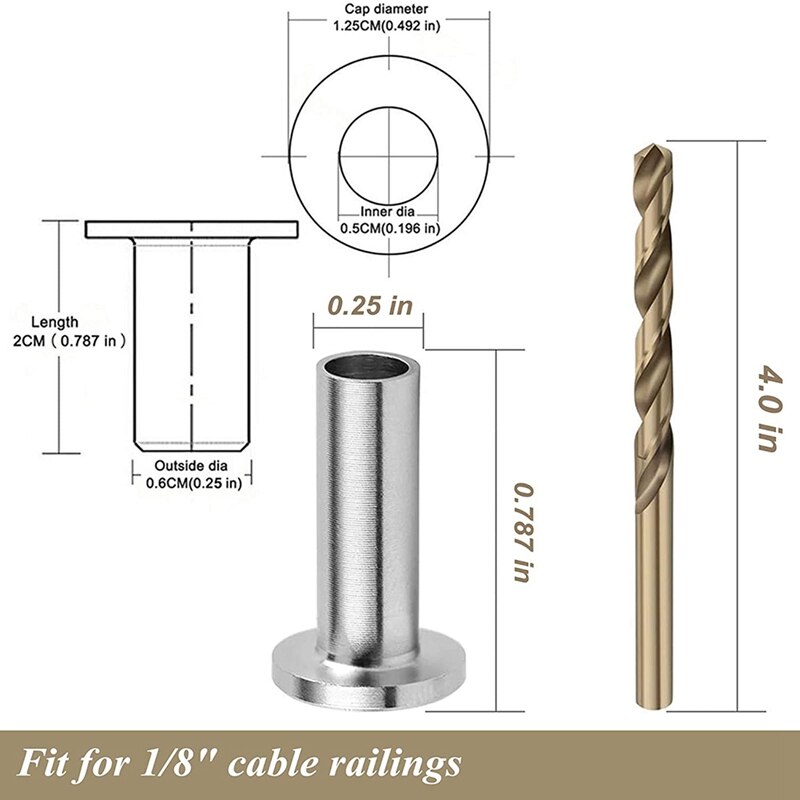 120 Pack Cable Railing Sleeve - T316 Stainless Ste... – Vicedeal
