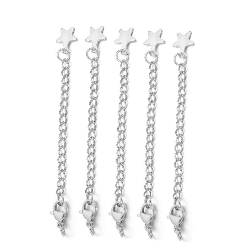5/10/100pcs/Lot Stainless Steel Extended Extension Tail Chain Lobster Clasps Connector For Bracelet Necklace Jewelry Making: Dark Khaki