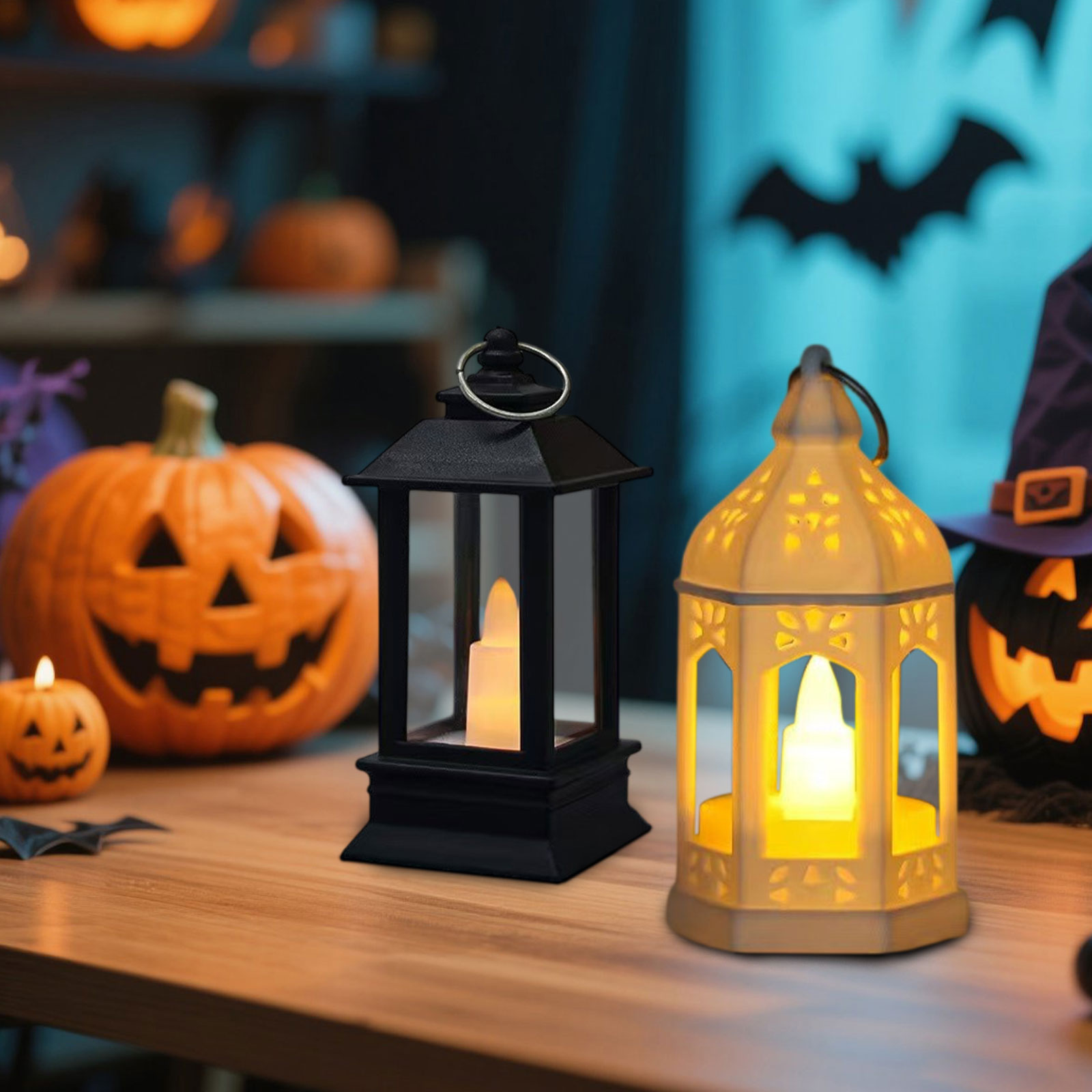 Halloween Christmas Candle Lamp - Electronic Candle LED Light Retro Pony- Lantern- Portable Bar Festival Atmosphere Lig