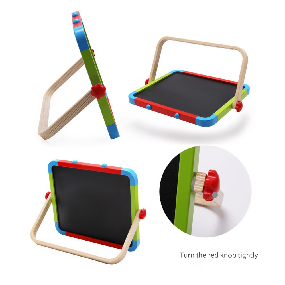 Wooden Easel Double-Sided Chalkboard & Magnetic Tabletop Dry Erase Board Foldable Standing Art Easel Perfect for Children