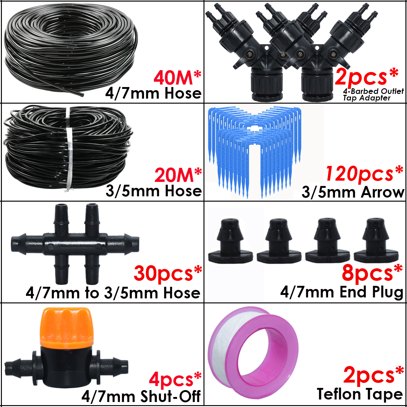 KESLA Garden Automatic DIY Watering Drip Irrigation System Dripper Kit 4/7mm to 3/5mm Hose Pot Bonsai Plant Balcony Greenhouse: Chocolate