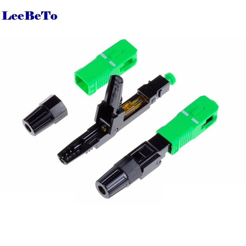 50PCS SC APC Fiber Optic SC APC Single-mode Fast Connector SC APC FTTH Fiber Optic Quick Connector