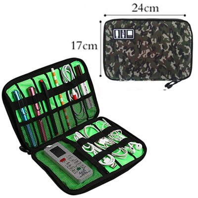 Bolsa de Cable Digital para hombre, accesorio de viaje portátil, cargador de Cable de alimentación, organizador de auriculares, accesorios electrónicos para maleta: B Dark green camoufl