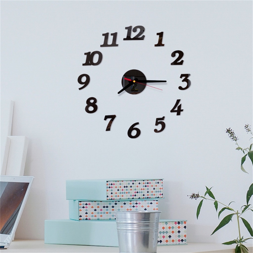 Reloj de pared 3d acrílico con números romanos, pegatina de espejo para pared, decoración para el hogar, calcomanías murales,