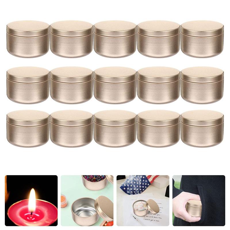24 stk aluminium stearinlys boks runde lysbeholdere praktiske lys krukker stearinlys liten krukke fast aromaterapi lufttett metallkrukke
