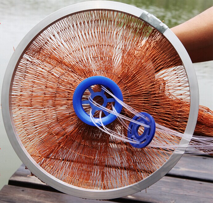 Easy to throw Cast net 2.4-4.2M american style fishing net small mesh hand throw network fishing tools outdoor sports product