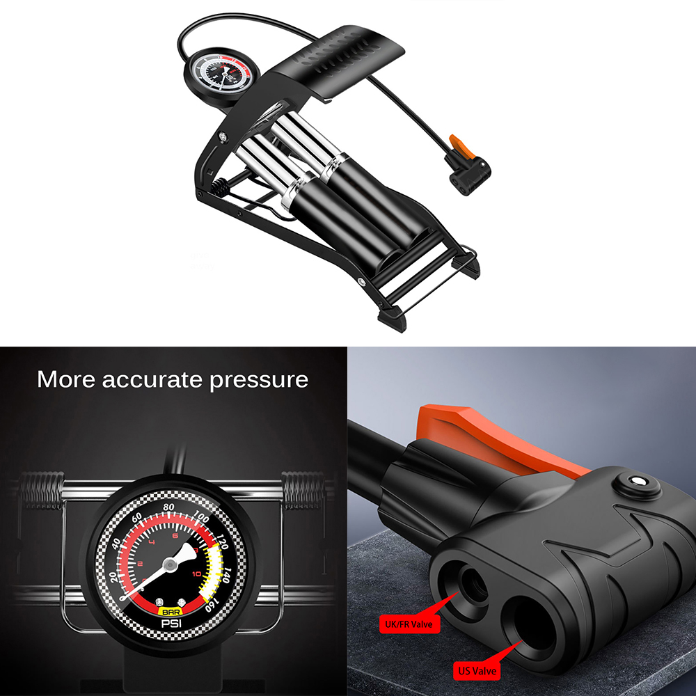 Air Pump High Pressure Single Double Cylinder Foot Pedal Inflator for Xiaomi M365 Scooter Bicycle Car Motorcycle Inflatable Pump
