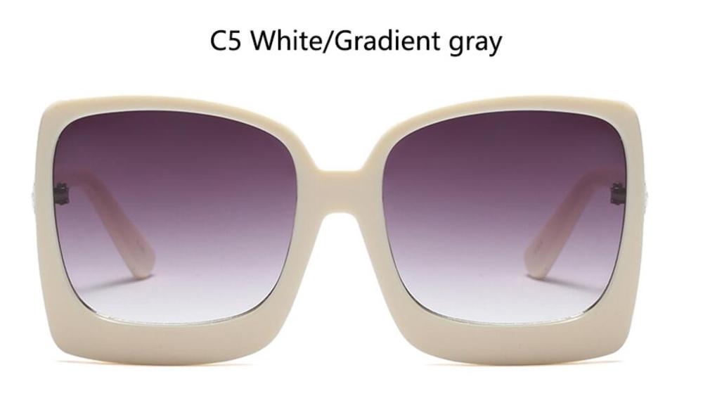 Luxury Brand Shades Oversized Sun Glasses Dark Black Glasses Women Square Sunglasses With T Letters Logo: C5 white frame