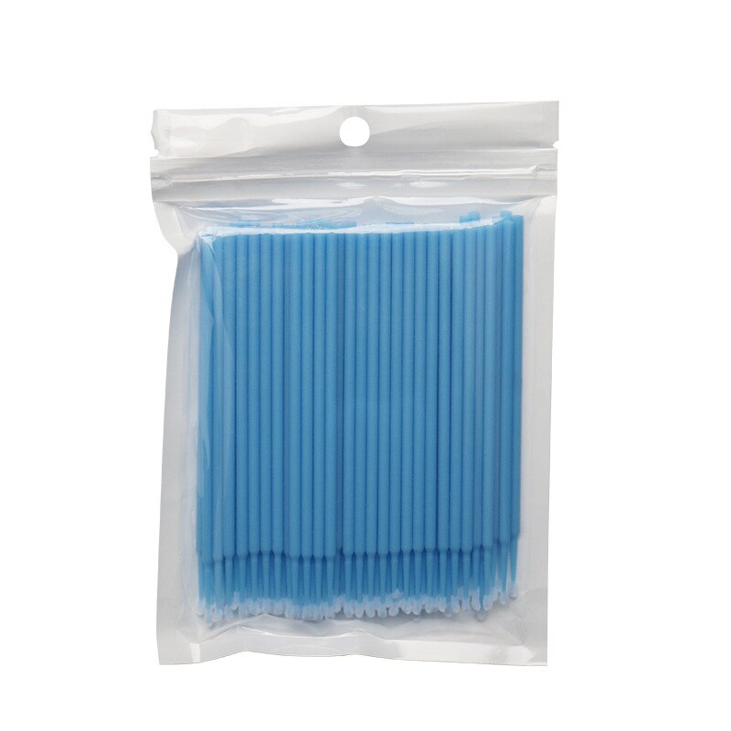 100pcs Disposable MicroBrush Eyelashes Extension Individual Lash Removing Swab Crystal Micro Brush Eyelash Extensions Tools: blue