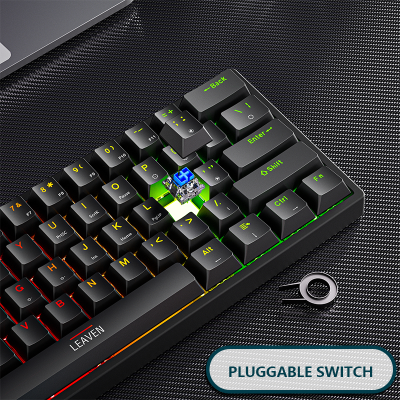 Mini gaming mekanisk tastatur 61 taster type-c blå switch rgb lys justerbar ergonomi kablet tastatur til gamer bærbar pc