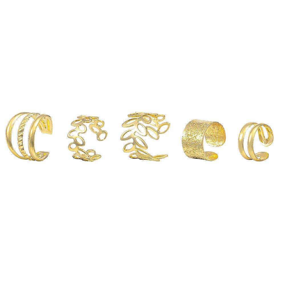5 Teile/satz Koreanische Kreative Weibliche C-bilden Multi-schicht Clip Ohrringe Einfache Ohne Ohrlöcher Ohr Clip einstellen Schmuck: Gold