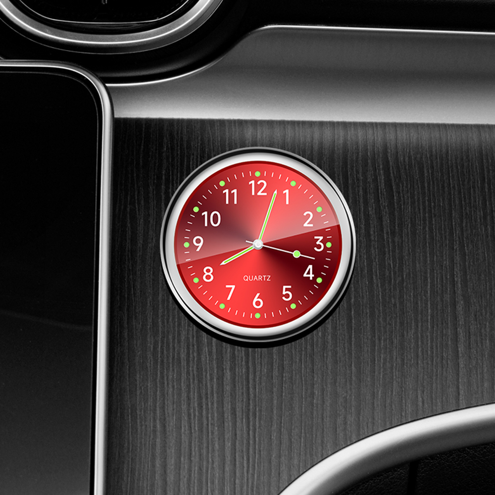 Car Clock Luminous Automobiles Internal Stick-On Mini Digital Watch Mechanics Quartz Clocks Auto Ornament Car Accessories: Silver