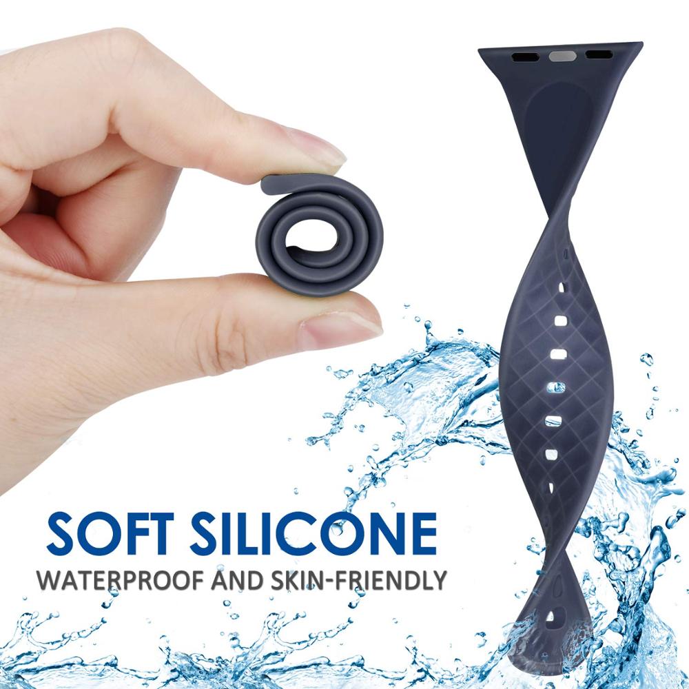 Bracelet en Silicone pour Apple watch 6 se, 38mm 42mm iwatch 40mm 44mm, bracelet de ceinture à motif rhombique, iwatch série 6 5 4 3 2 1