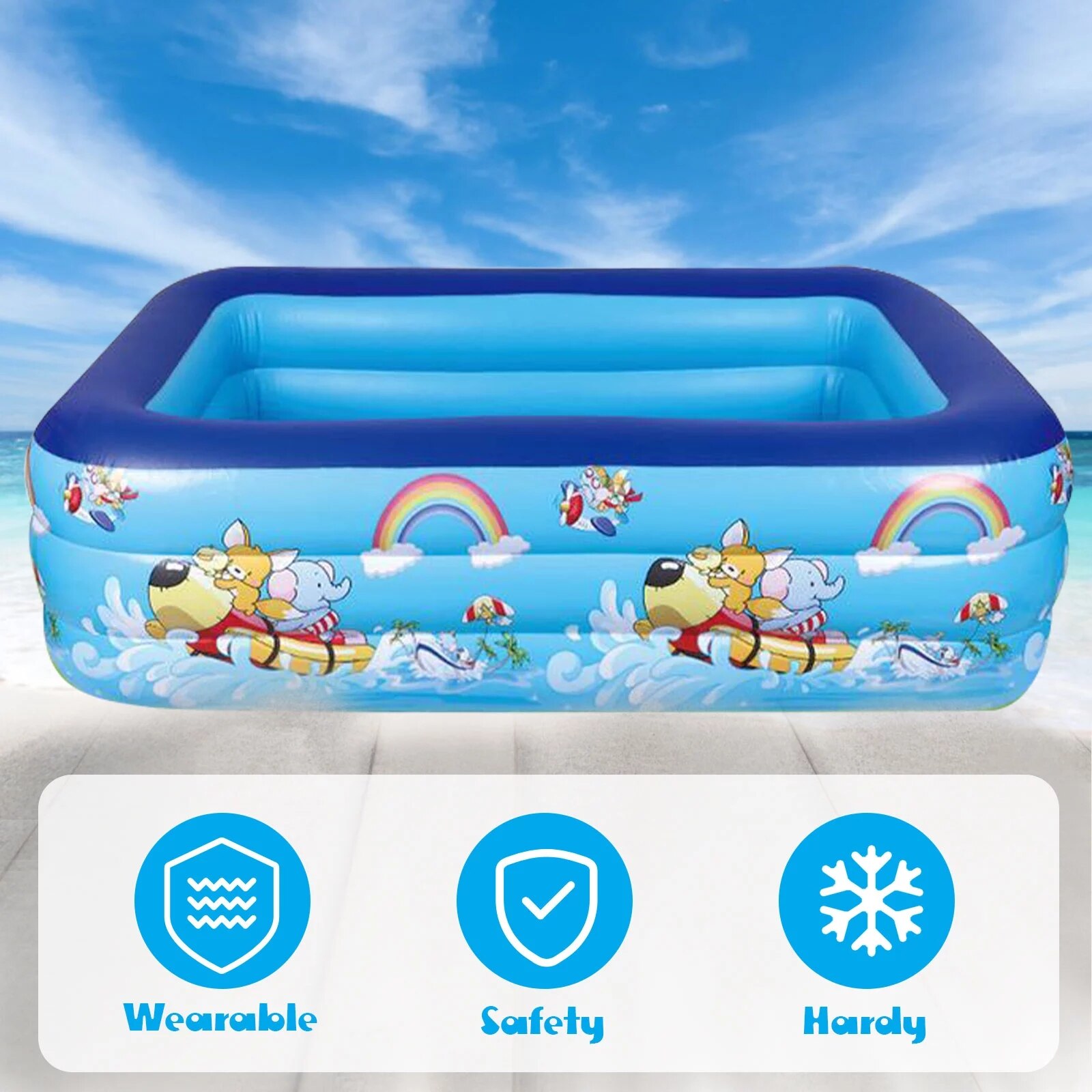 120/130 CM Rectangulaire Gonflable Piscine Pataugeoire Baignoire Extérieure Piscine D'été Pour Les Enfants