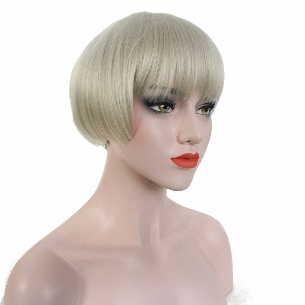 StrongBeauty-peluca sintética para hombre y mujer, cabellera artificial para disfraz de Bob corto, Jazz Gatsby, color blanco, años 20