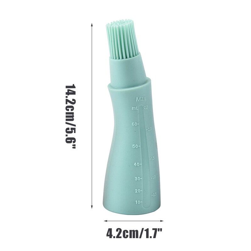 Silicone Oil Bottle Barbecue Brush With Cap Oil Brush With Scale Bread Cake Butter Bread Pastry Brush BBQ Accessories Grill Tool: 14.2 x 4.2 CM Green