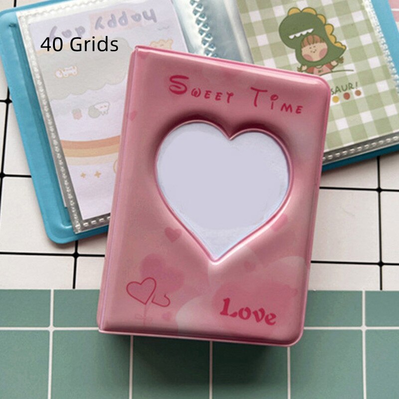 Love Heart A5 Binder Photo Album Cover Storage Album Book Cover Card Holder Sticker Small Card Storage Hollow DIY: 3 Inch 40 Cards b1