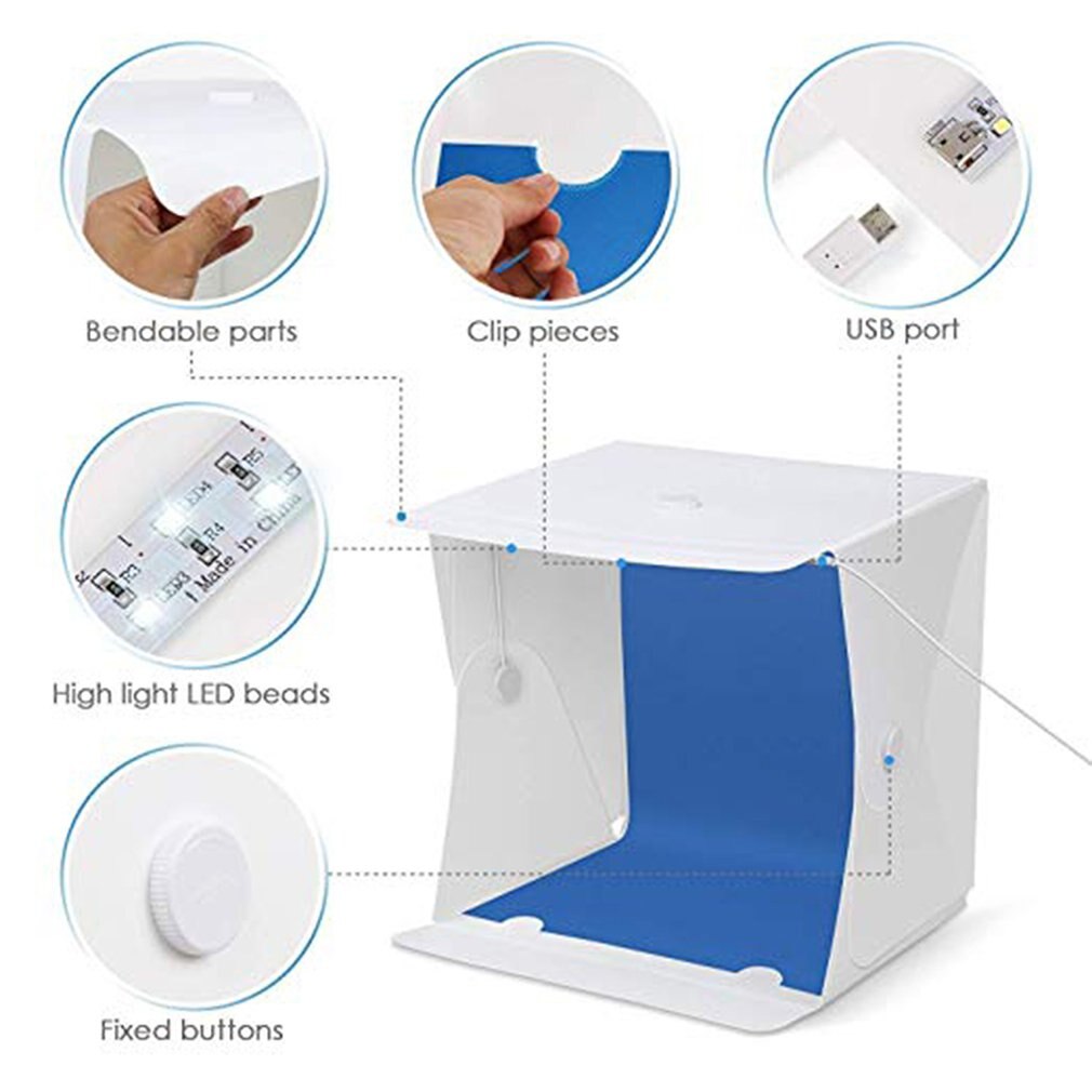 Caja de luz plegable para estudio de fotografía, Softbox de luz LED de gran tamaño, 40CM, Kit de fondo fotográfico, tipo botón