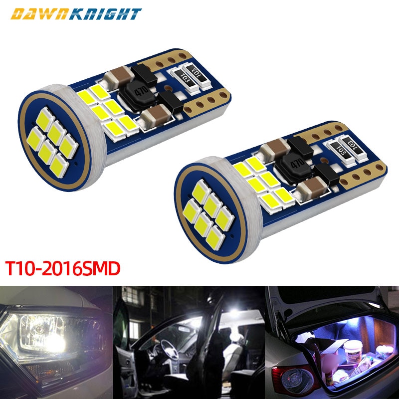 2Pcs T10 W5W Led Auto Wedge Turn Side Bollen Reading Kaart Dome Lamp Super Heldere Smd 18 Chips auto Canbu Led 6000K