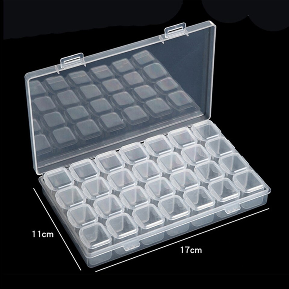 28/ 64 Grids Plastic Box Organizer Medicine Case Diamond Painting Storage Box Embroidery Storage Case Jewelry Accessories Tools