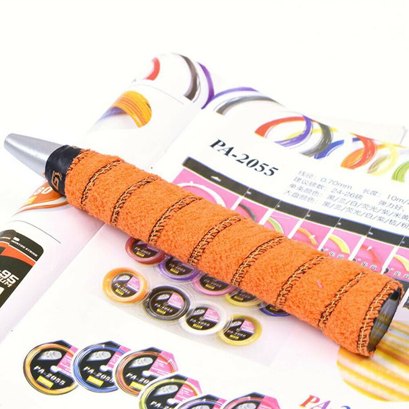 5Pcs Tennis Badminton Racket Anti-Slip Overgrips Katoenen Handdoek Grips Tape Zweet Absorberende Grip Wrap Zweetband: Orange