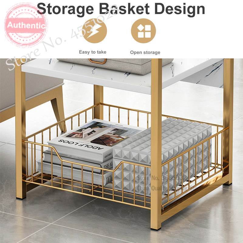 Noord Gouden Thee Tafel Ijzer Vierkante Marmeren Tijdschrift Plank Salontafel Klein Bureau Beweegbare Slaapkamer Woonkamer Meubels