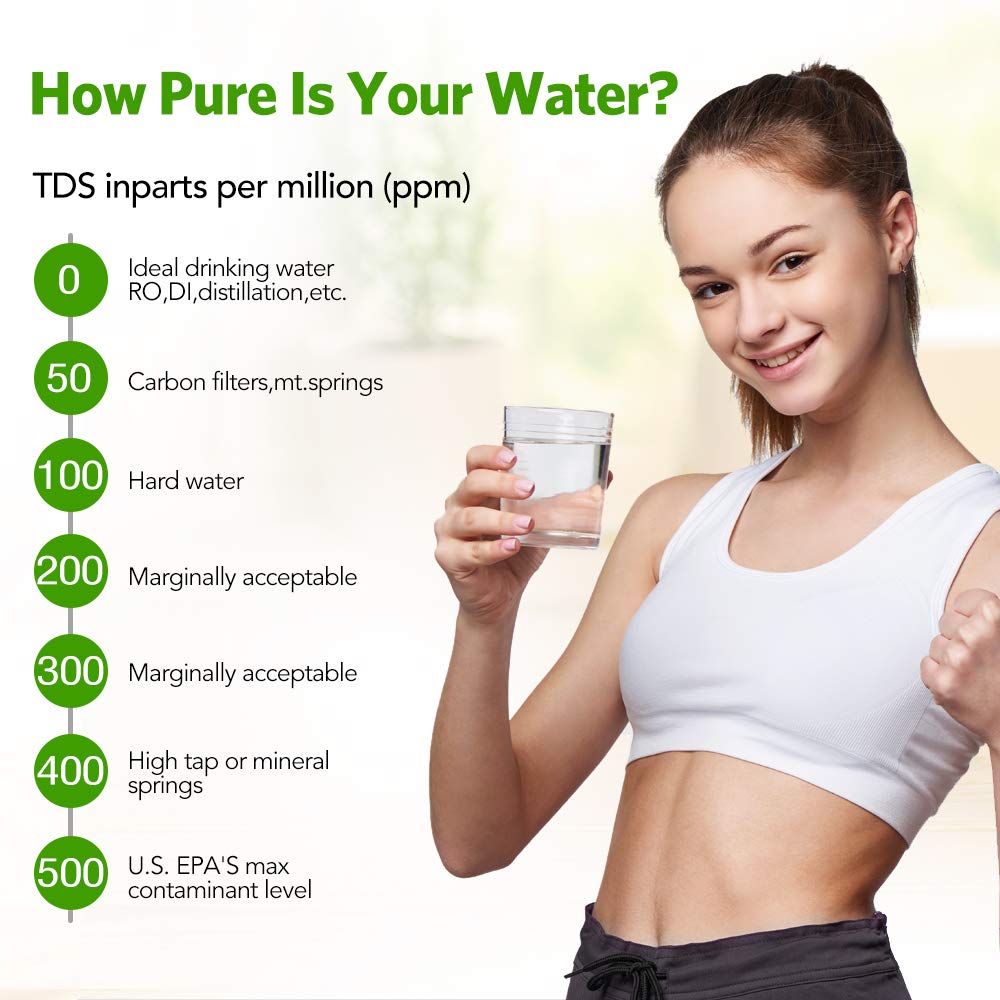 TDS mètre testeur de de l'eau TDS EC et compteur de température 3 en 1 0-9999 ppm mètre pour Test d'eau potable, café, piscine