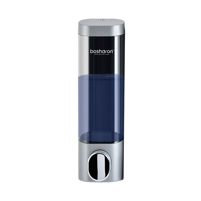 Sæbedispenser vægmonteret manual 3 kammer plastik 300ml transparent hvid badeværelse shampoo dispenser til brusebad hotelkøkken: Sølvgrå single