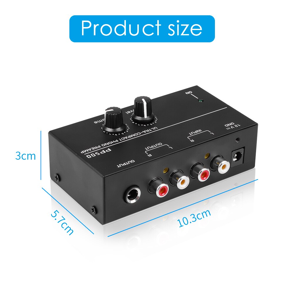 Hot PP500 Phono Preamp Preamplifier with Level Volume Control RCA Input Output 1/4&quot; TRS Output Interfaces for LP Vinyl Turntable