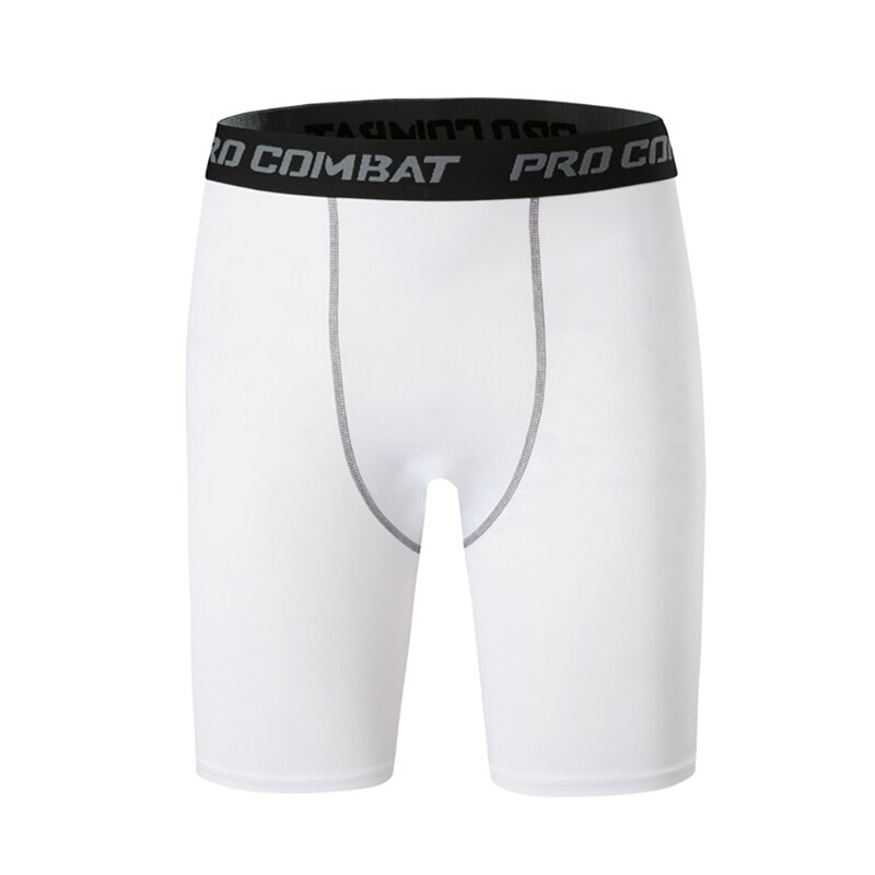 Pantalones cortos deportivos para hombre, Shorts ajustados de compresión, con cintura elástica, para gimnasio, Verano: Blanco / S