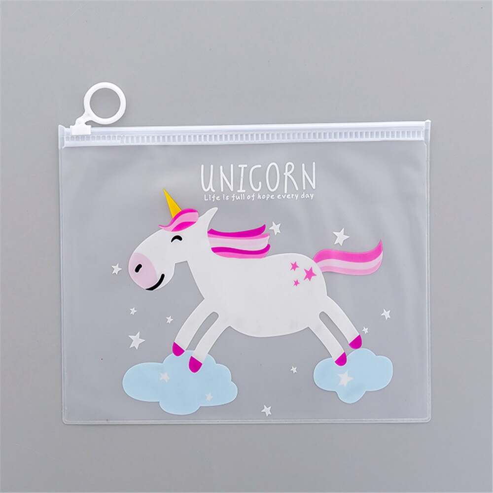 Korean Transparent Lovely Girl's Heart Document Bag File Folder Unicorn Receiving Bag Office Stationery B004: 02