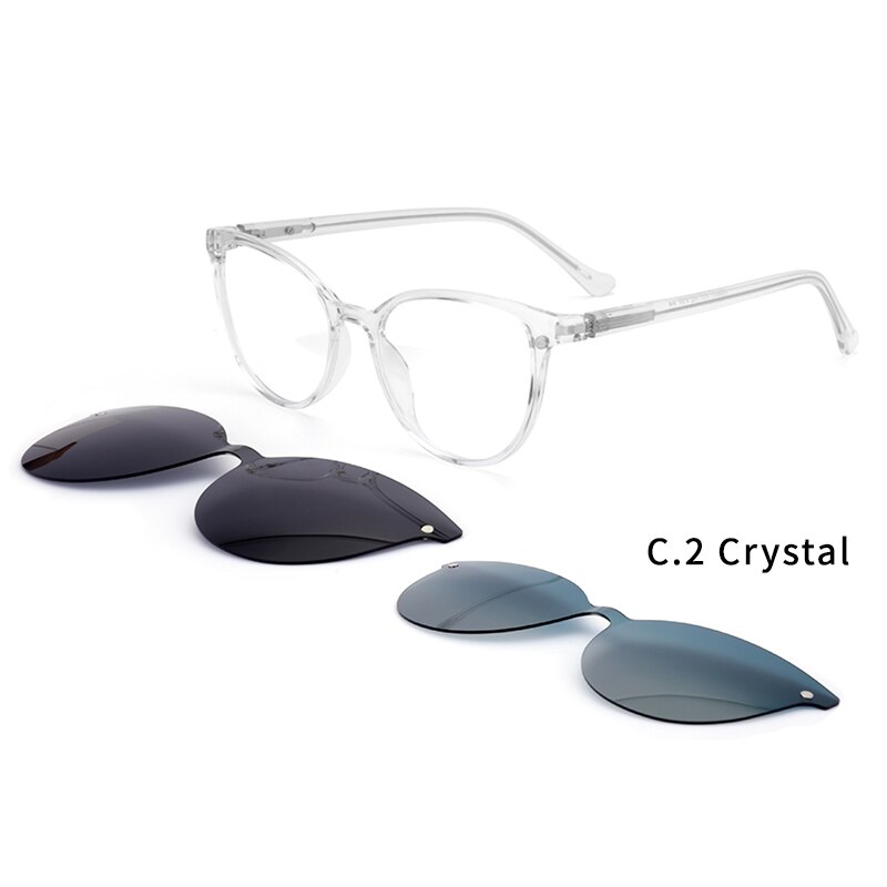Ceofy Magnetische Gepolariseerde Clip Op Zonnebril Vrouwen Bril Kader Optische Bijziendheid Bril Recept Brillen 69940: 69940C2
