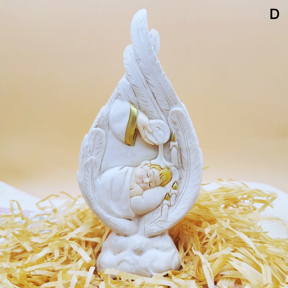 Holy Family Statue Collectible Figurines Handmade Resin Angel Wings Ornament Religious Catholic for Men Women REME: d