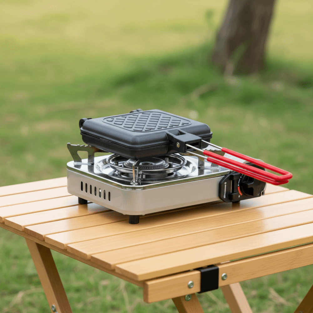 Double-Sided Outdoor Folding Sandwich Grill Pan Heat-resistant Non-Stick Sandwich Maker Detachable Bread Heating Pan Pancake