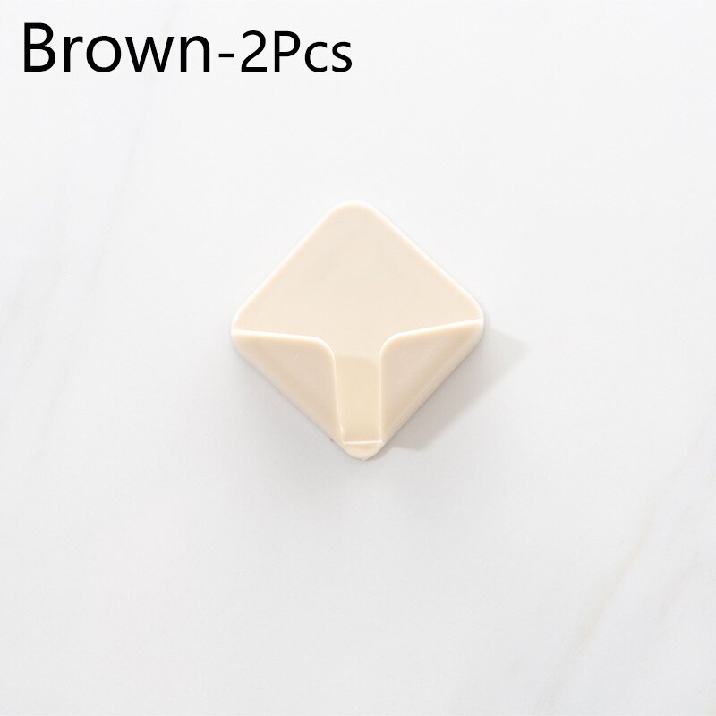 2pcs/lot Nail-free Power Cord Storage Rack Wall Storage Hooks Kitchen Plug Hook Adhesive Hooks Power Plug Socket Hanger Holder: Brown