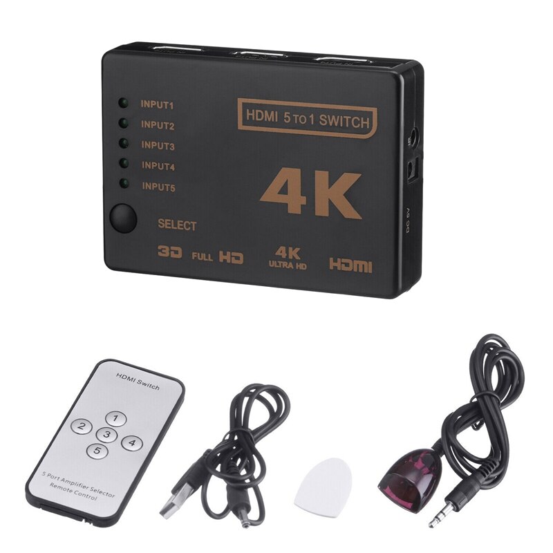 5-Port Uhd 3D 4K 1080P Hdmi Splitter Schakelaar Selector Switch Hub