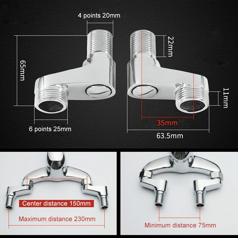 Badkamer Kraan Douche Vervangen Deel Verstelbare Adapter Massief Messing Wall Mounted Breedte Vervanging Hoekstopkraan Accessoires: I
