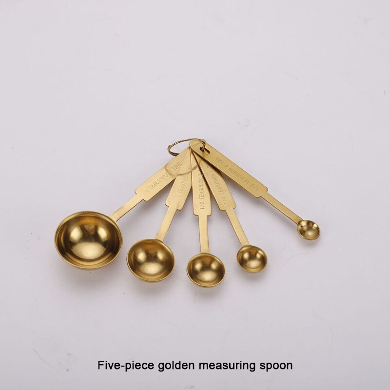 304 stainless steel kitchen measuring tool five-piece modern rose gold baking stainless steel measuring cup measuring spoon set: B