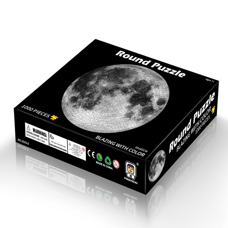 Puzzels 1000 Stuks Ronde Legpuzzels Regenboog Aarde Maan Palet Intellectuele Spel Voor Volwassenen En Kinderen Puzzel: moon