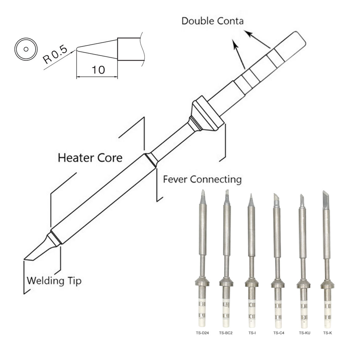 Soldeerbout Tips Loodvrij Vervanging Diverse Modellen Van Tip Elektrische Soldeerbout Tip TS-K/Ku/BC2/c4/D24/ B2/ I/Ils