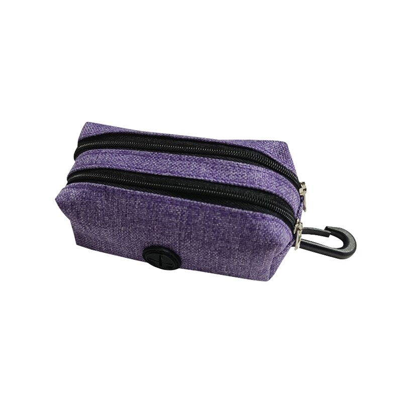 Dog Poop Dispenser With Double Zipper Leak-Proof Dog Waste Bags Oxford Cloth Waste Bag Dispenser Dog Poop Holder: Purple
