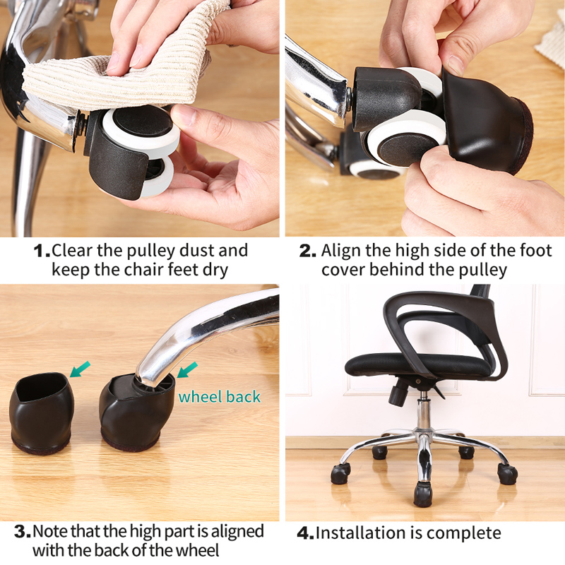 Feutre bas meubles roue roulette tasses canapé-lit chaise de bureau roues bouchon protecteurs de sol couvre Silicone prévenir les rayures