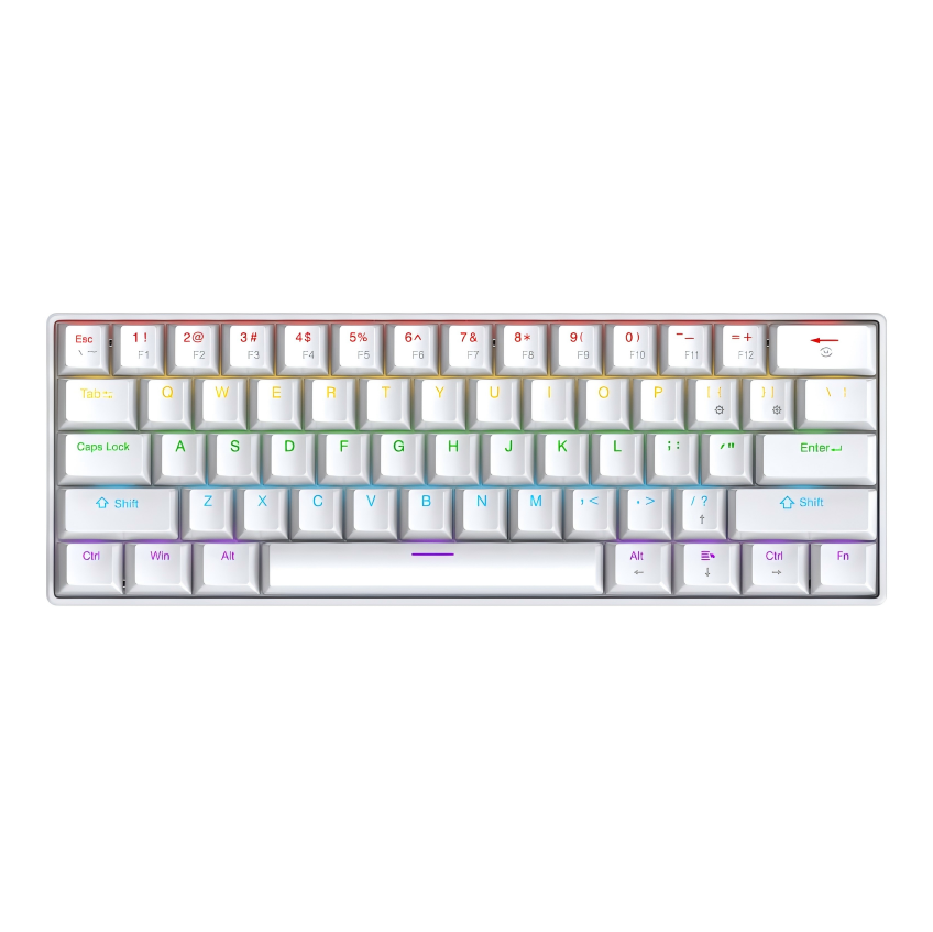 APAYADO K61 Keyboard 60% Portable Wired Mechanical Keyboard Wired 61 Keys Phantom RGB: WHITE / blue switch