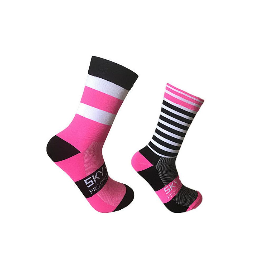 Skyknight listrado ciclismo meias de alta qualidade bicicletas ao ar livre meias respirável esporte calcetines ciclismo para homem e mulher: A