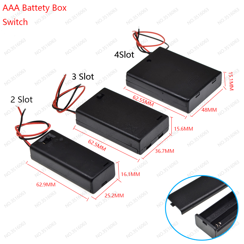 1Pcs AA/AAA/18650 Battery Box With Switch Leads on 1AA/2AA/3AA/4AA 2AAA/3AAA/4AAA/5AAA 1X/2X/3X/4X Slot Battery Holder Diy SMD: MULTI / 2P